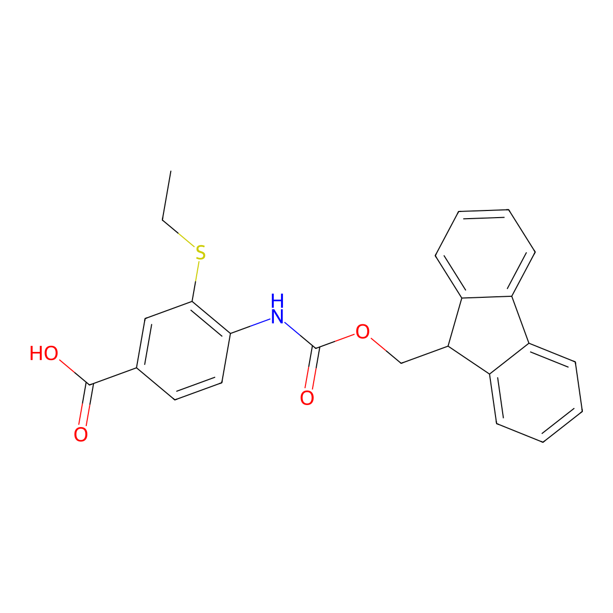 3-(ethylsulfanyl)-4-({[(9H-fluoren-9-yl)methoxy]carbonyl}amino)benzoic acid molecular structure, CAS 2287287-42-5