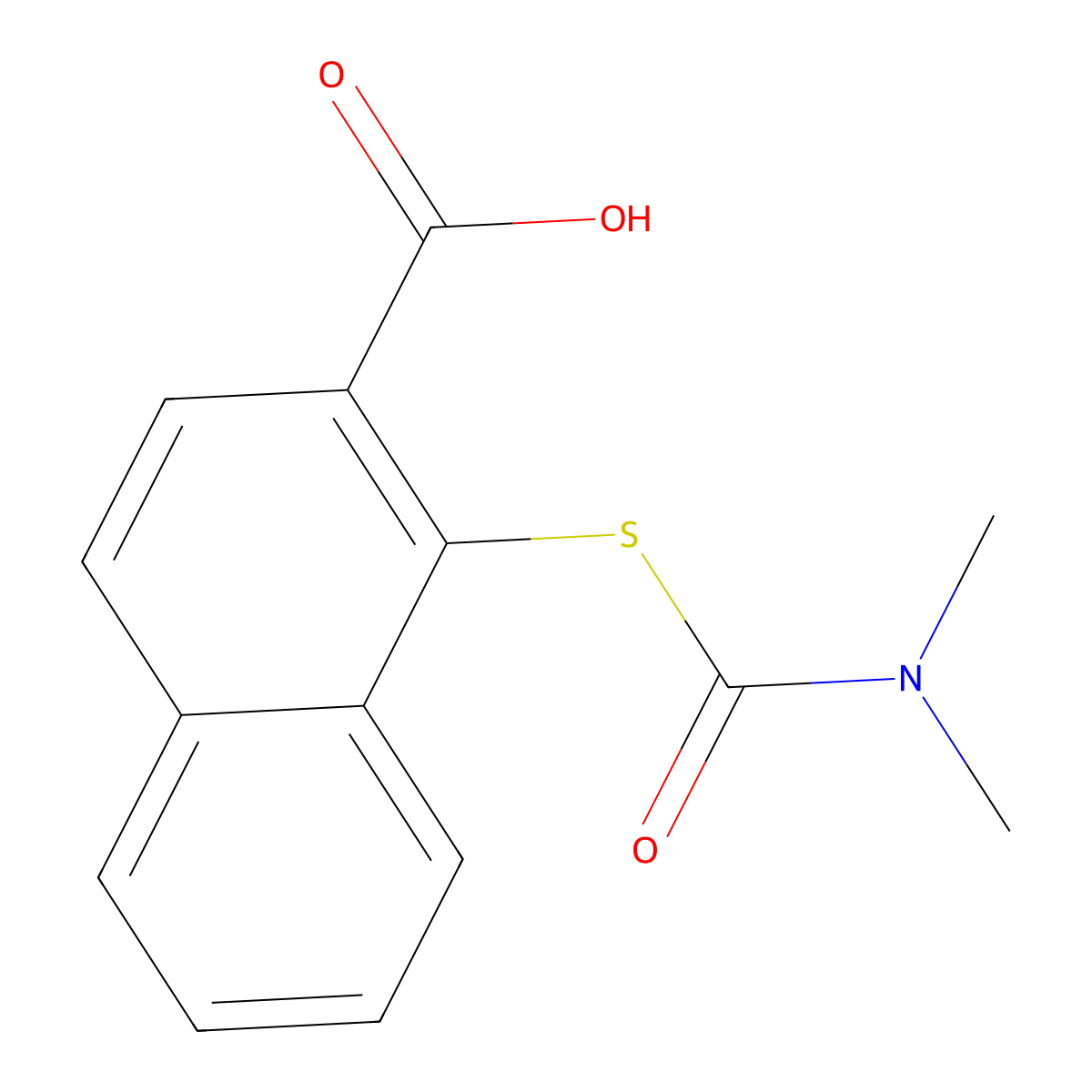 1-(Dimethylcarbamoylsulfanyl)naphthalene-2-carboxylic acid molecular structure, CAS 2287287-46-9