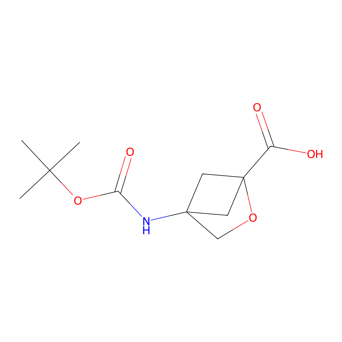 4-(((Tert-butoxy)carbonyl)amino)-2-oxabicyclo(2.1.1)hexane-1-carboxylic acid molecular structure, CAS 2287287-55-0