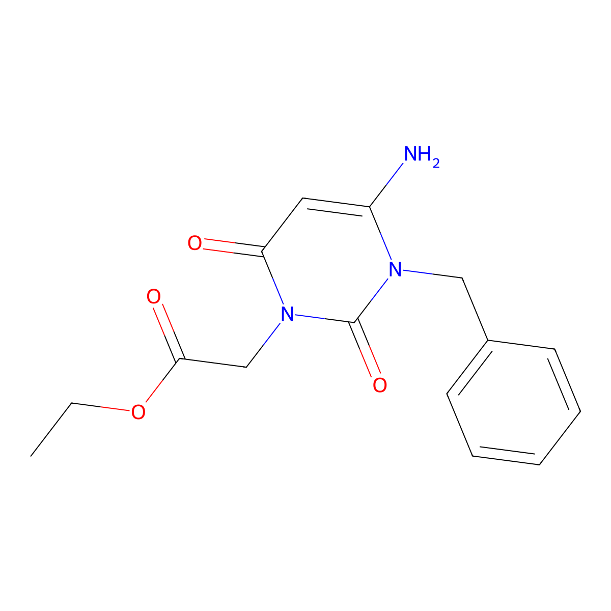 Ethyl 2-(4-amino-3-benzyl-2,6-dioxo-1,2,3,6-tetrahydropyrimidin-1-yl)acetate molecular structure, CAS 2287287-74-3