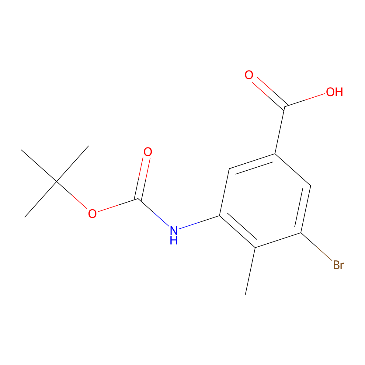 3-Bromo-5-{[(tert-butoxy)carbonyl]amino}-4-methylbenzoic acid molecular structure, CAS 2287287-97-0