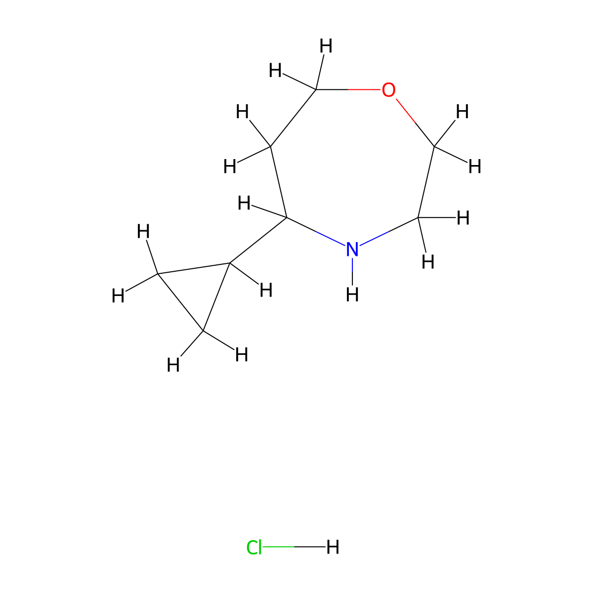 5-Cyclopropyl-1,4-oxazepane hydrochloride molecular structure, CAS 2287288-21-3