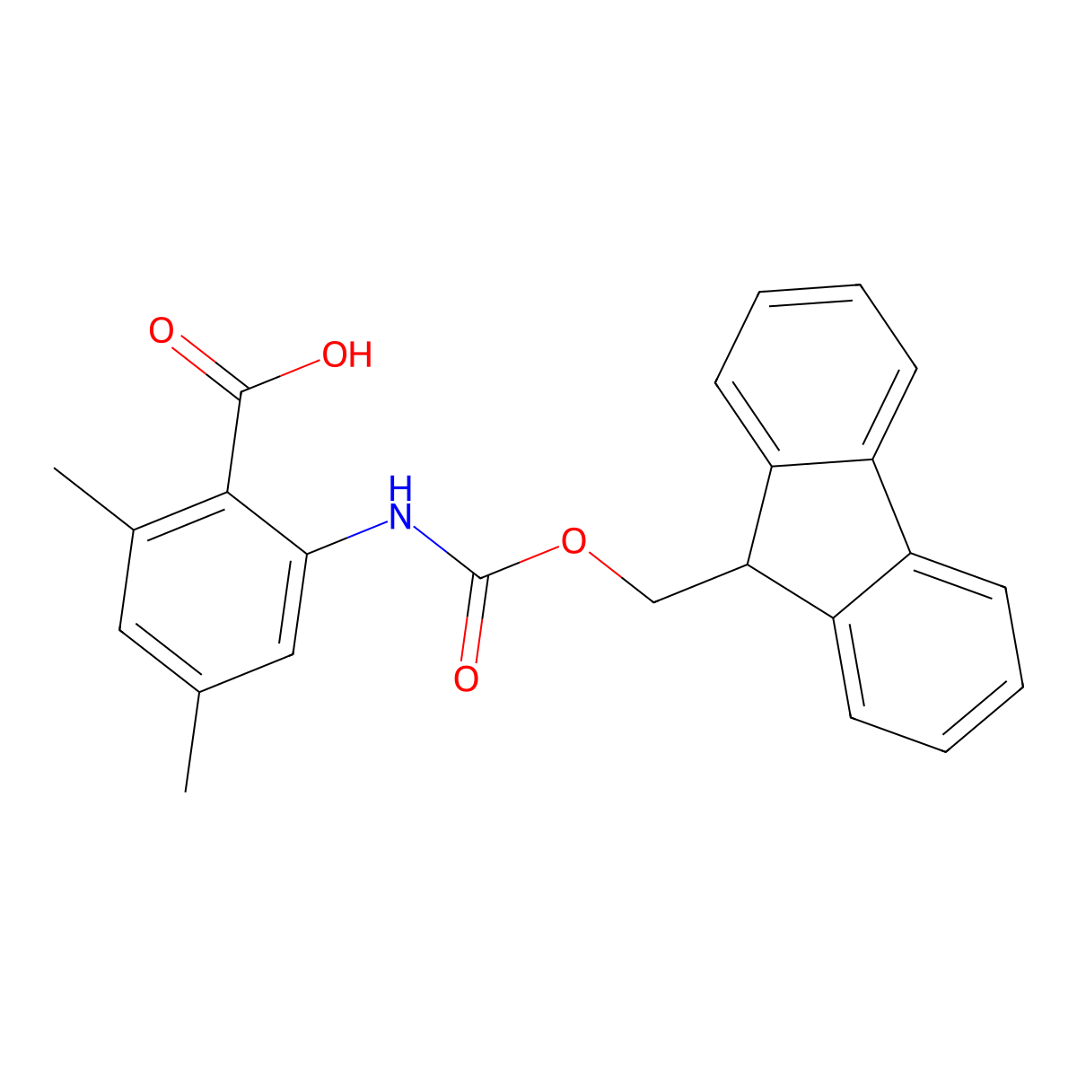2-({[(9H-fluoren-9-yl)methoxy]carbonyl}amino)-4,6-dimethylbenzoic acid molecular structure, CAS 2287288-33-7