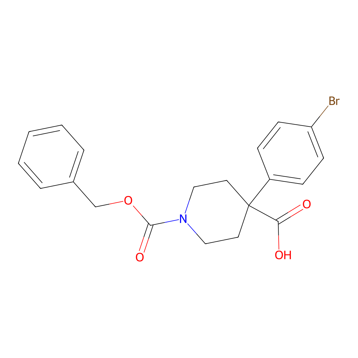 1-[(Benzyloxy)carbonyl]-4-(4-bromophenyl)piperidine-4-carboxylic acid molecular structure, CAS 2287288-58-6