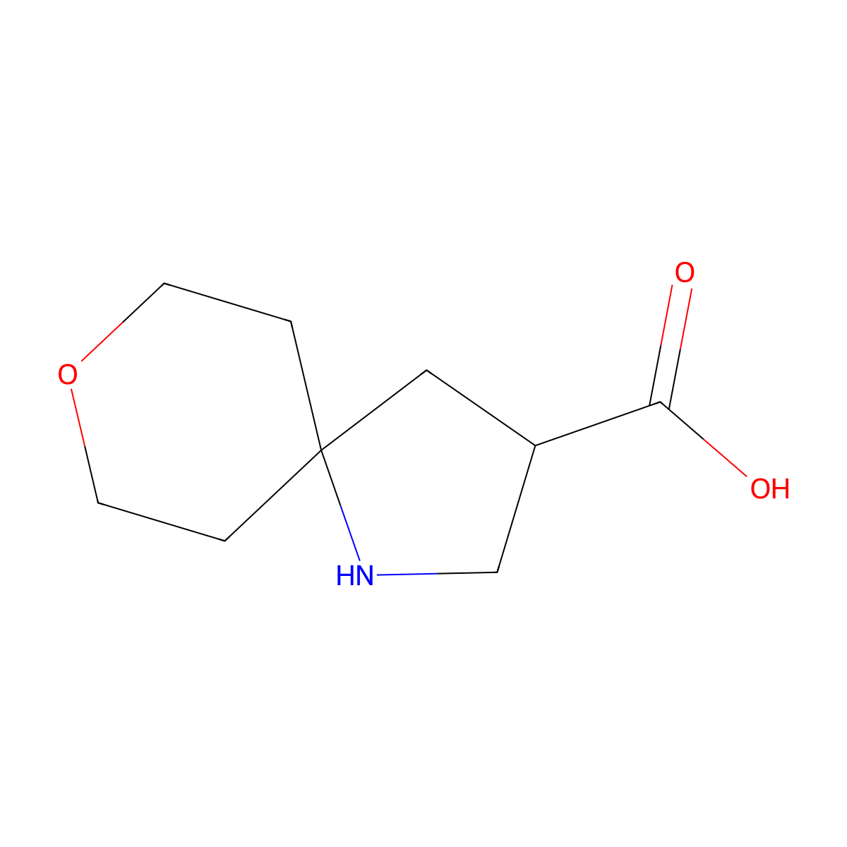 8-Oxa-1-azaspiro[4.5]decane-3-carboxylic acid molecular structure, CAS 2287288-71-3