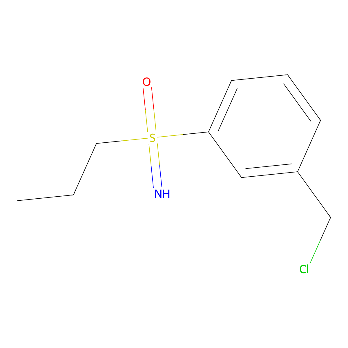 [3-(Chloromethyl)phenyl](imino)propyl-lambda6-sulfanone molecular structure, CAS 2287288-79-1