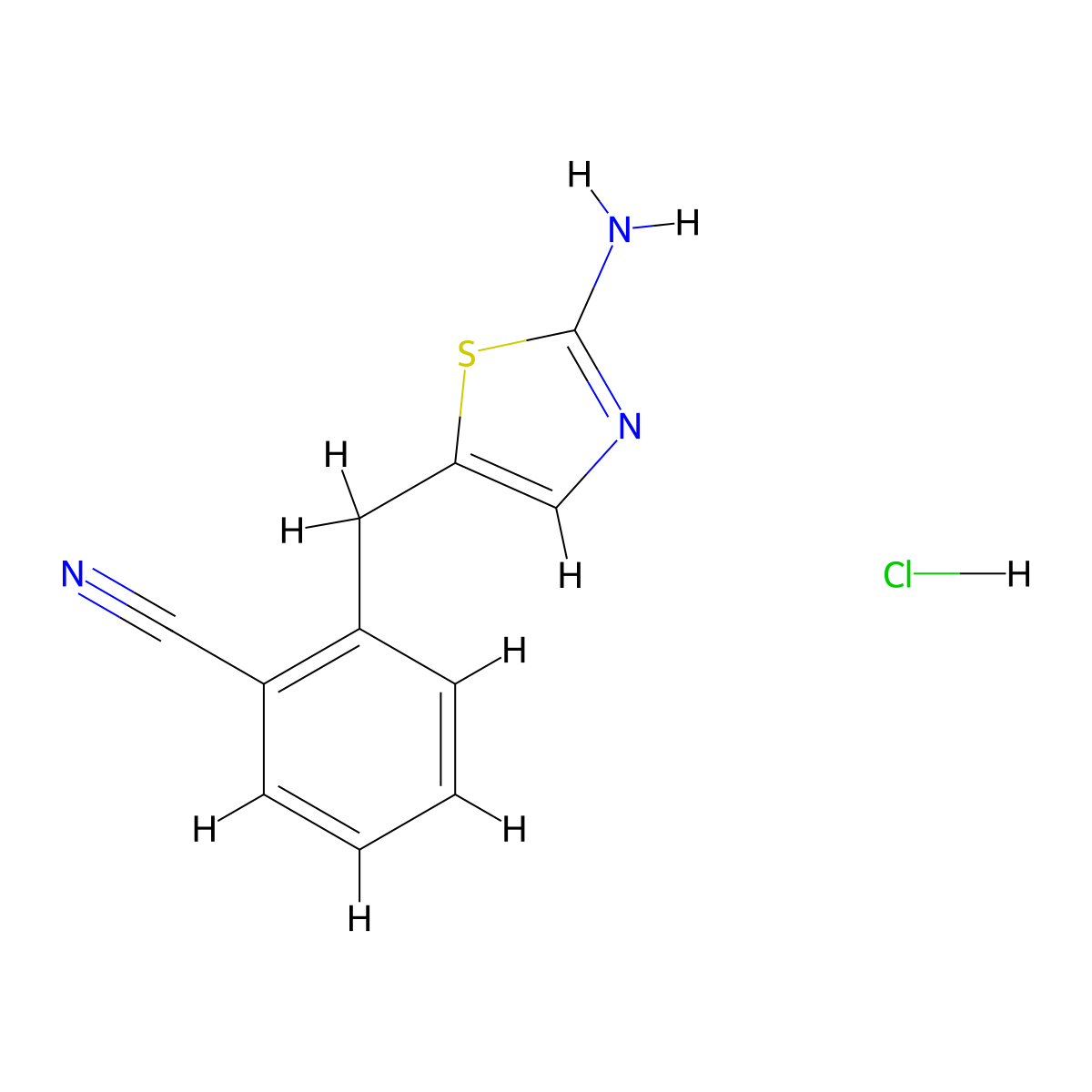 2-[(2-Amino-1,3-thiazol-5-yl)methyl]benzonitrile hydrochloride molecular structure, CAS 2287288-89-3