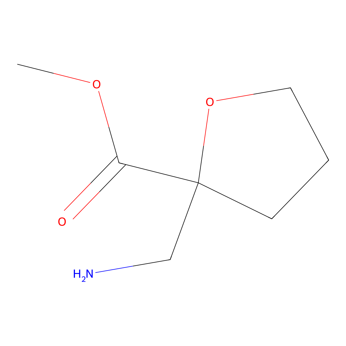 Methyl 2-(aminomethyl)oxolane-2-carboxylate molecular structure, CAS 2287288-90-6