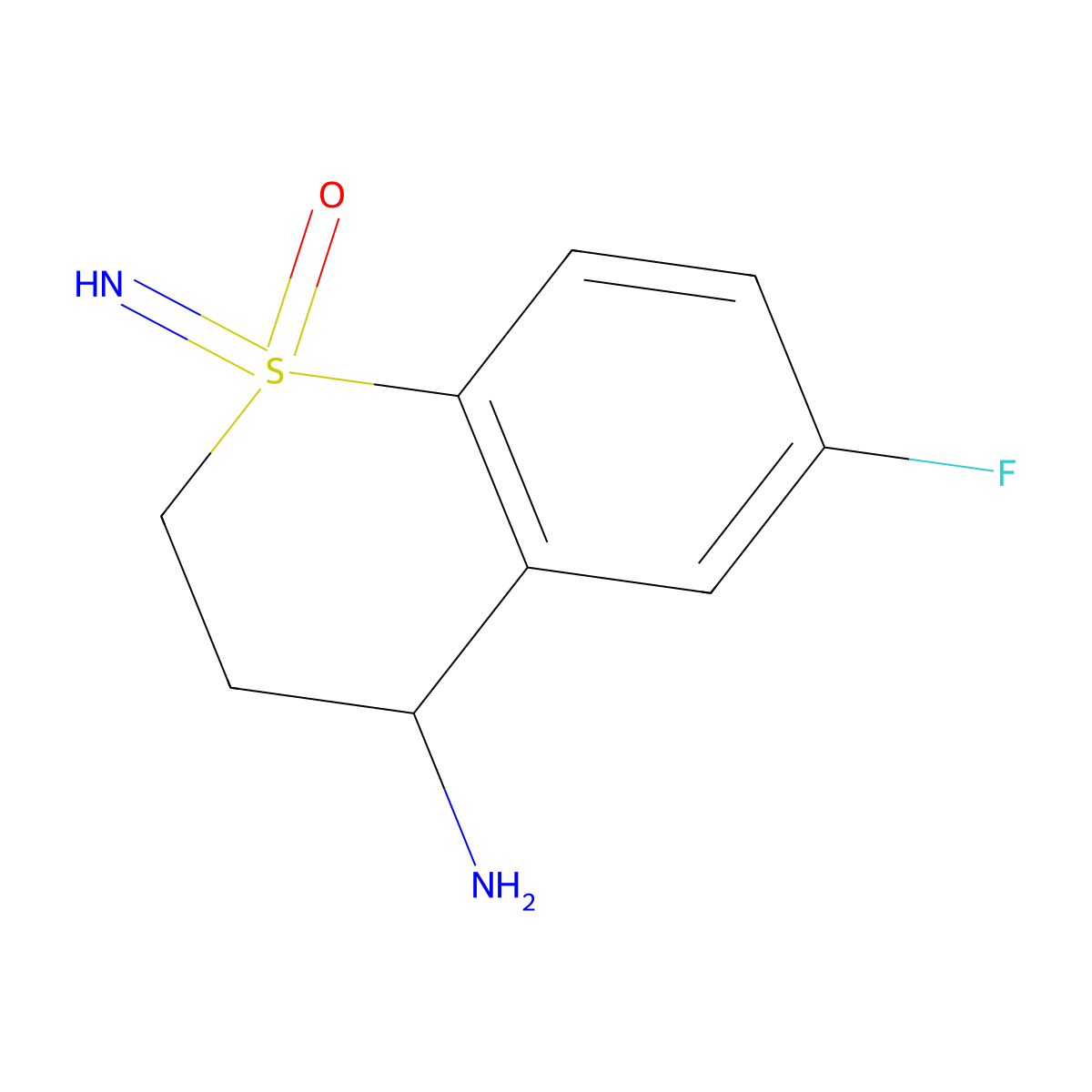 4-amino-6-fluoro-1-imino-3,4-dihydro-2H-1lambda6-benzothiopyran-1-one molecular structure, CAS 2287288-92-8