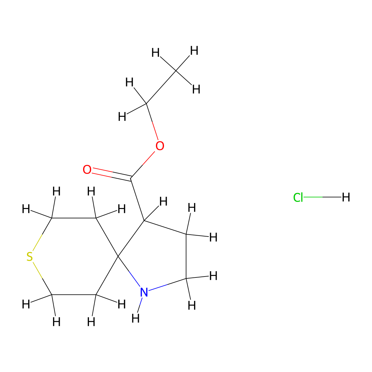 Ethyl 8-thia-1-azaspiro[4.5]decane-4-carboxylate hydrochloride molecular structure, CAS 2287289-08-9