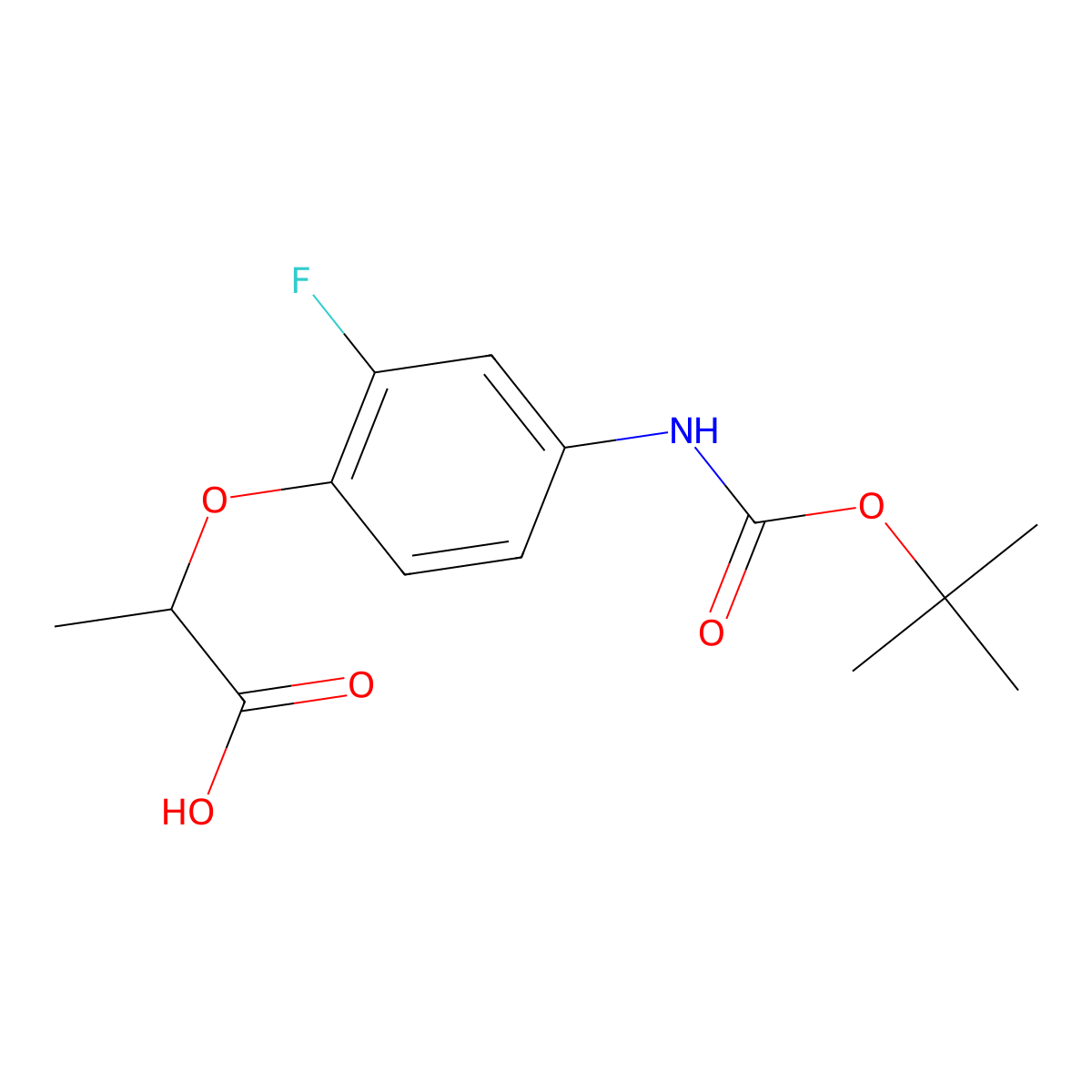2-(4-{[(Tert-butoxy)carbonyl]amino}-2-fluorophenoxy)propanoic acid molecular structure, CAS 2287289-09-0