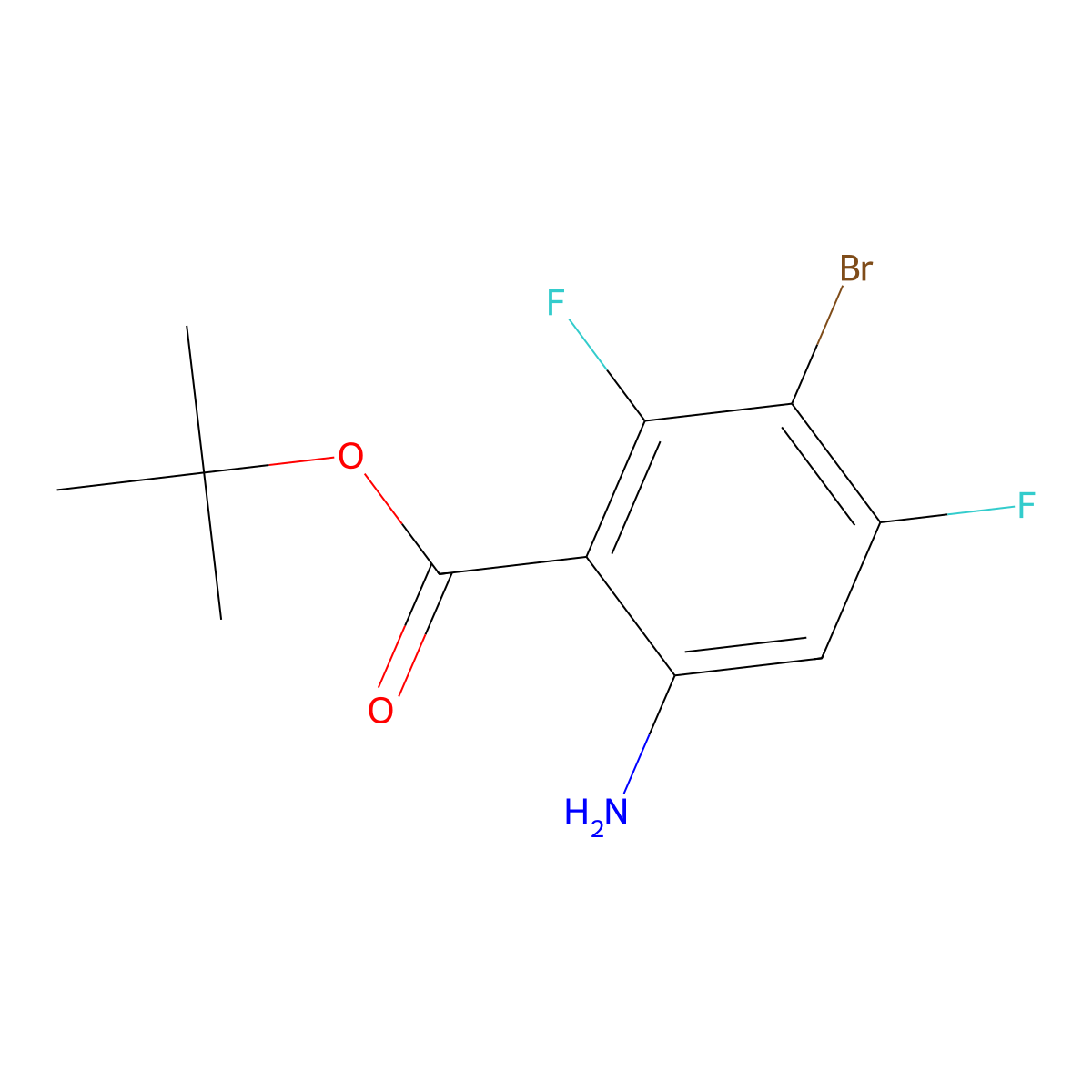 Tert-butyl 6-amino-3-bromo-2,4-difluorobenzoate molecular structure, CAS 2287289-43-2