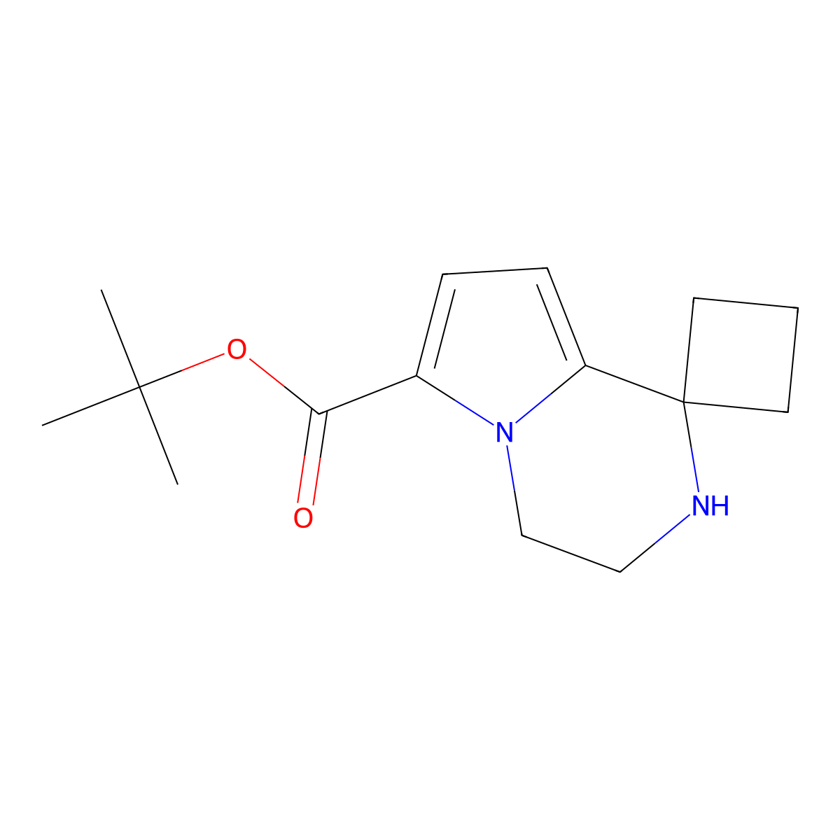 tert-butyl 3',4'-dihydro-2'H-spiro[cyclobutane-1,1'-pyrrolo[1,2-a]pyrazine]-6'-carboxylate molecular structure, CAS 2287289-46-5