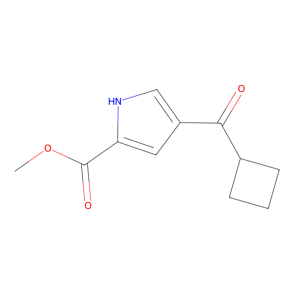 methyl 4-cyclobutanecarbonyl-1H-pyrrole-2-carboxylate molecular structure, CAS 2287289-56-7