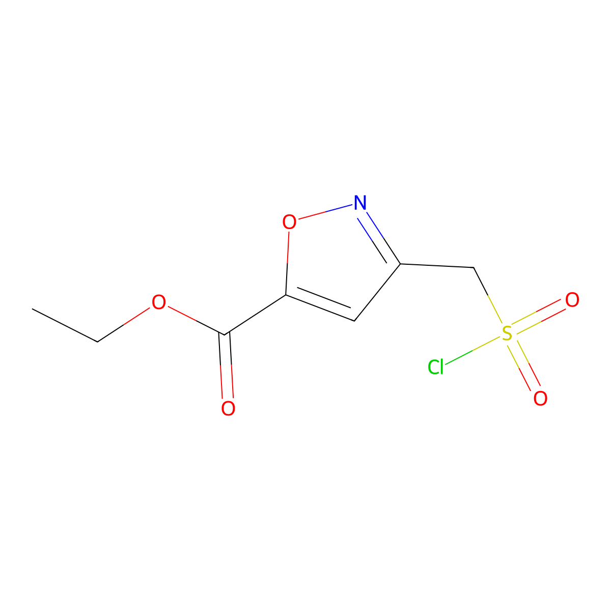 Ethyl 3-[(chlorosulfonyl)methyl]-1,2-oxazole-5-carboxylate molecular structure, CAS 2287289-64-7