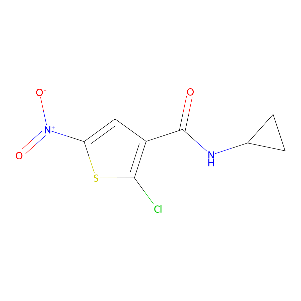 2-Chloro-N-cyclopropyl-5-nitrothiophene-3-carboxamide molecular structure, CAS 2287289-76-1