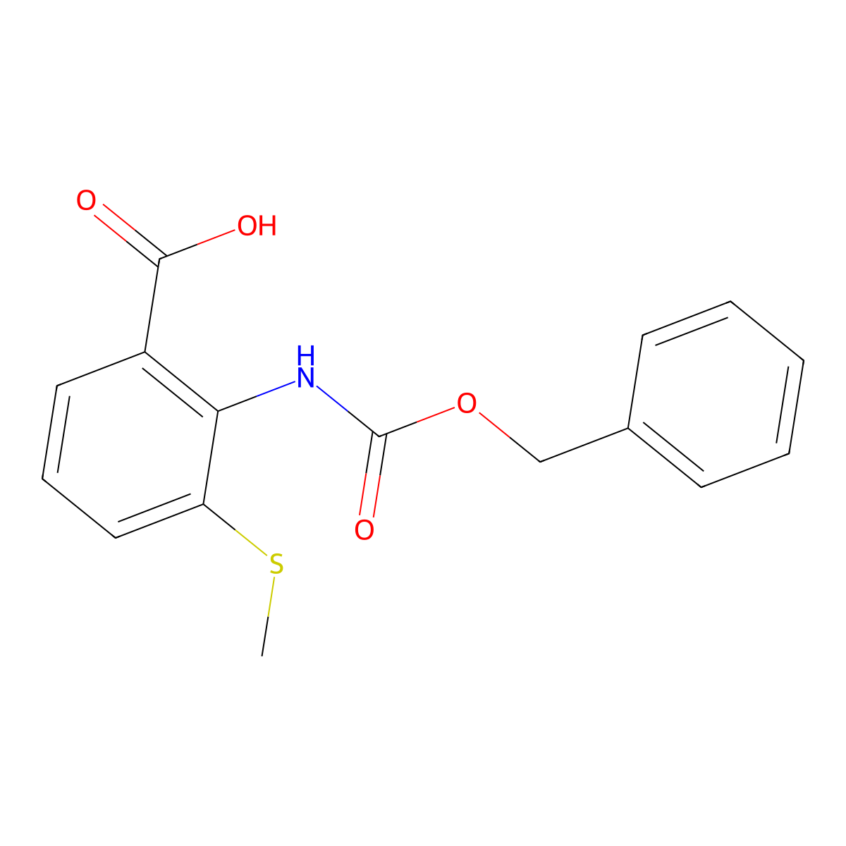 2-{[(Benzyloxy)carbonyl]amino}-3-(methylsulfanyl)benzoic acid molecular structure, CAS 2287289-78-3