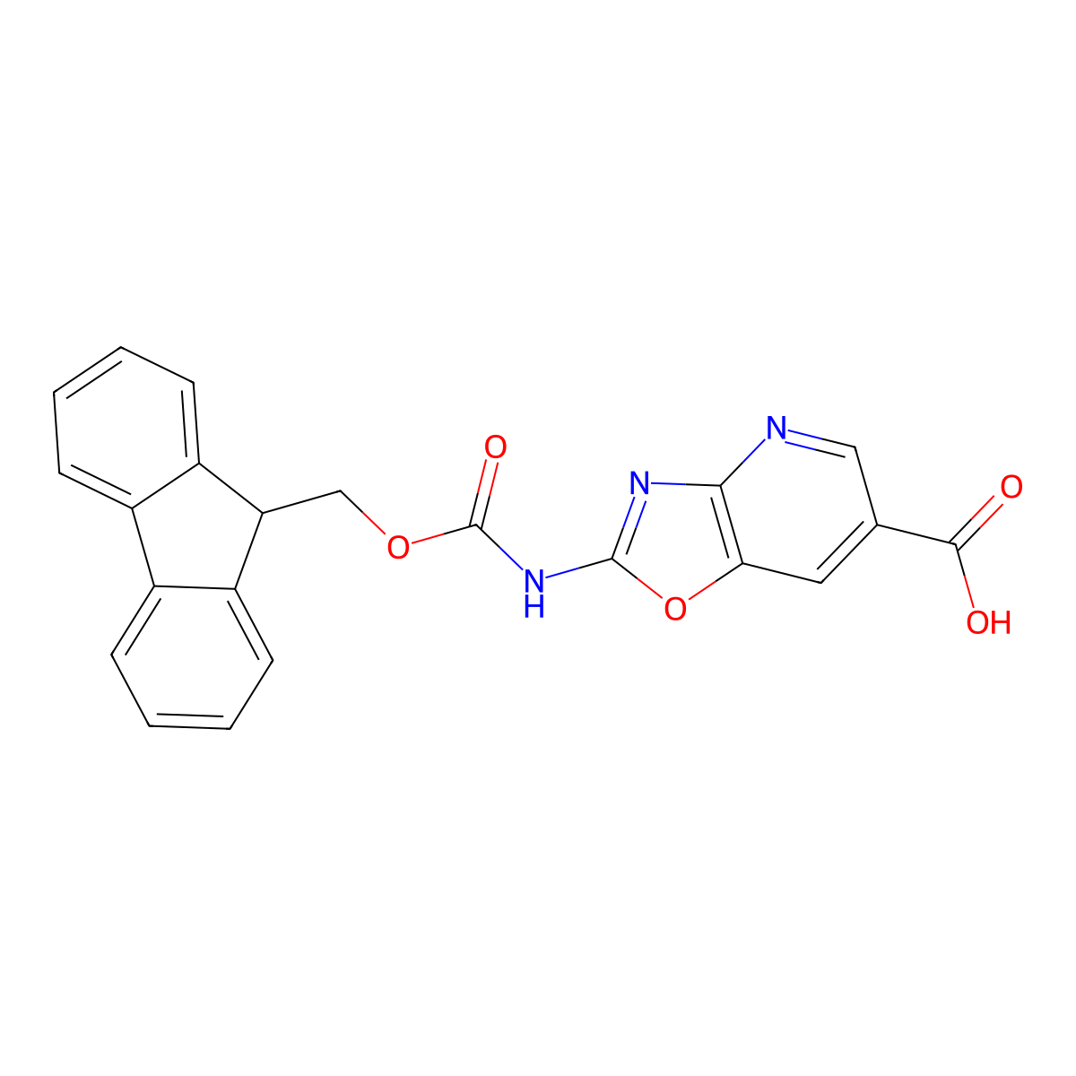 2-({[(9H-fluoren-9-yl)methoxy]carbonyl}amino)-[1,3]oxazolo[4,5-b]pyridine-6-carboxylic acid molecular structure, CAS 2287289-82-9