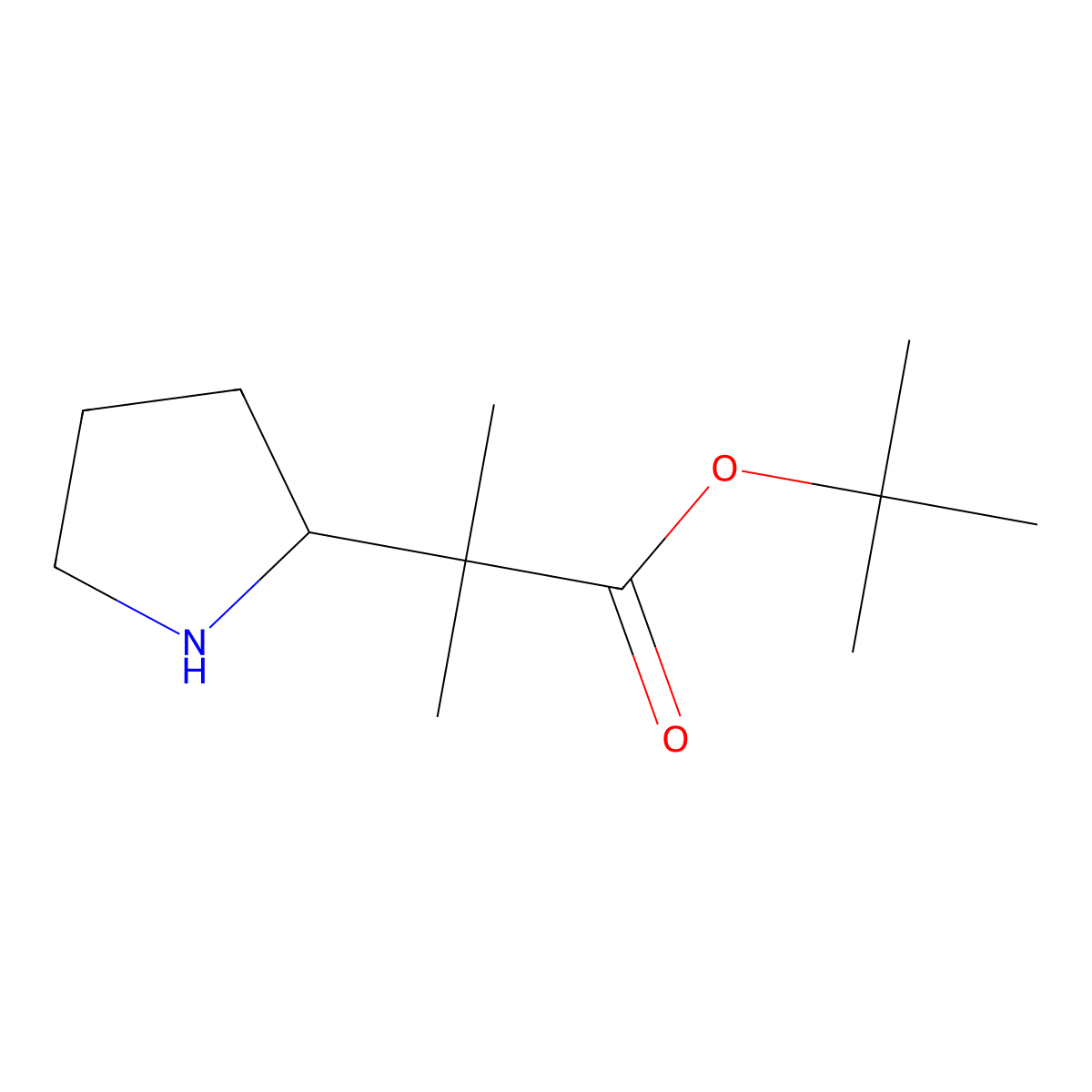 Tert-butyl 2-methyl-2-(pyrrolidin-2-yl)propanoate molecular structure, CAS 2287289-86-3