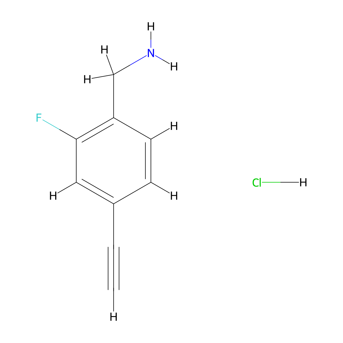 1-(4-Ethynyl-2-fluorophenyl)methanamine hydrochloride molecular structure, CAS 2287289-94-3