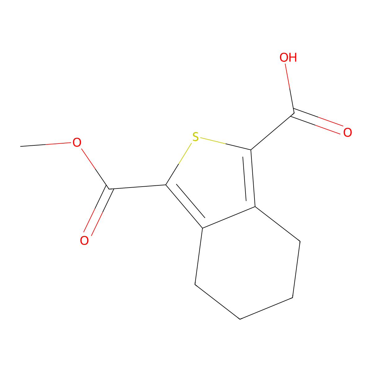 3-(Methoxycarbonyl)-4,5,6,7-tetrahydro-2-benzothiophene-1-carboxylic acid molecular structure, CAS 2287289-99-8