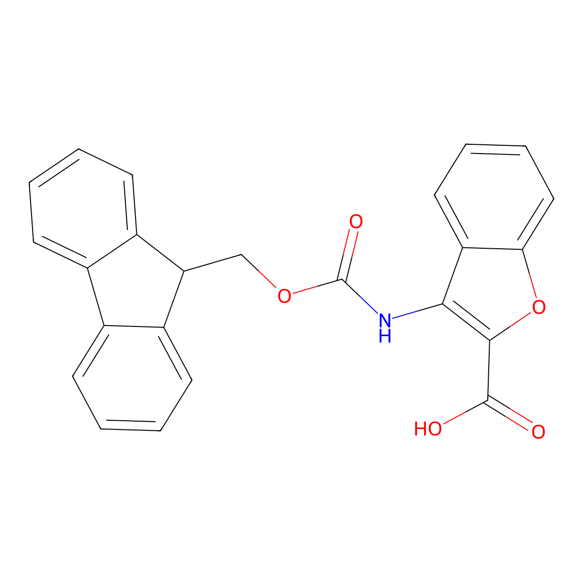 3-({[(9H-fluoren-9-yl)methoxy]carbonyl}amino)-1-benzofuran-2-carboxylic acid molecular structure, CAS 2287290-15-5