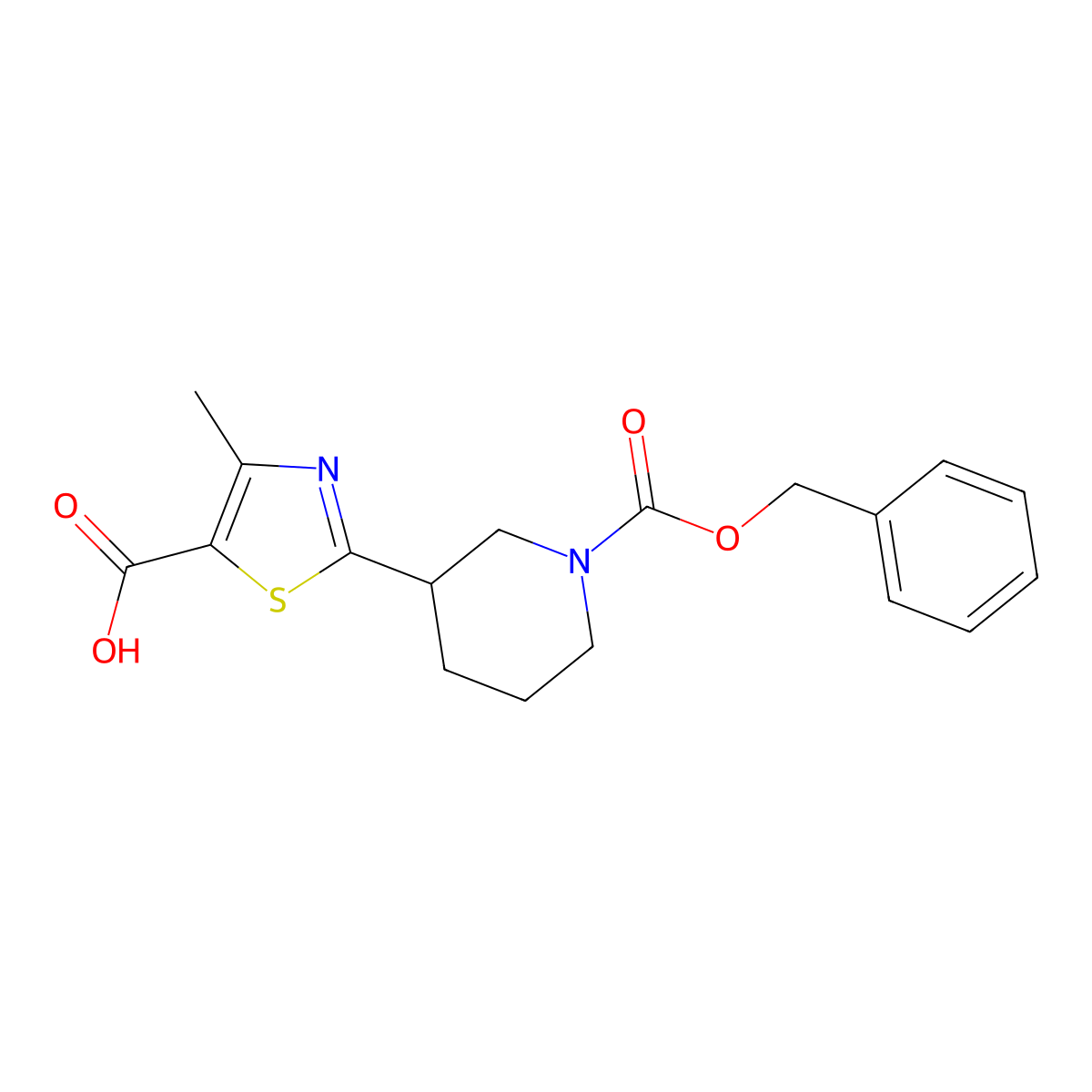 2-{1-[(Benzyloxy)carbonyl]piperidin-3-yl}-4-methyl-1,3-thiazole-5-carboxylic acid molecular structure, CAS 2287290-22-4