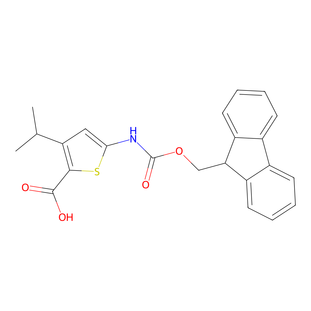 5-({[(9H-fluoren-9-yl)methoxy]carbonyl}amino)-3-(propan-2-yl)thiophene-2-carboxylic acid molecular structure, CAS 2287290-27-9