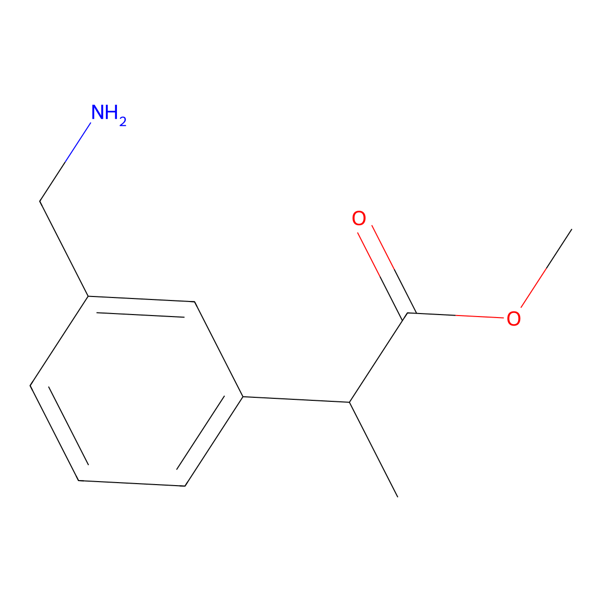 Methyl 2-[3-(aminomethyl)phenyl]propanoate molecular structure, CAS 2287290-31-5