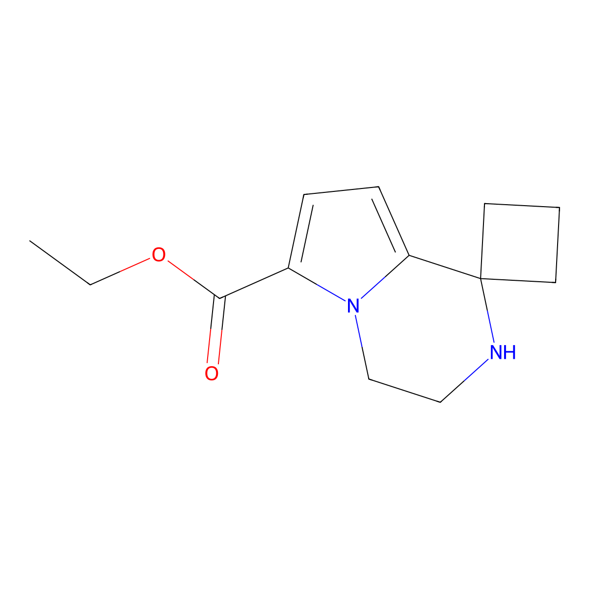 ethyl 3',4'-dihydro-2'H-spiro[cyclobutane-1,1'-pyrrolo[1,2-a]pyrazine]-6'-carboxylate molecular structure, CAS 2287297-79-2
