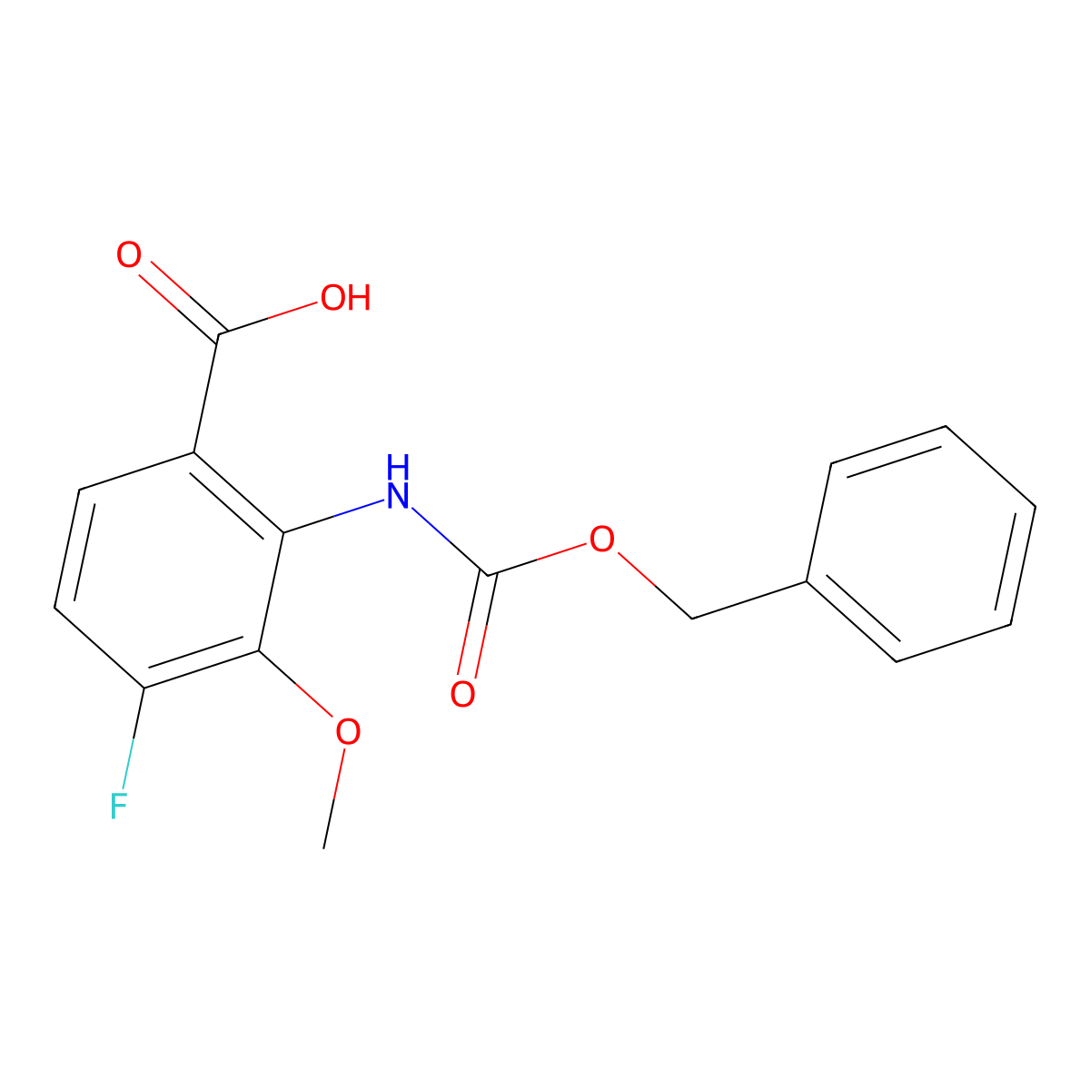 2-{[(Benzyloxy)carbonyl]amino}-4-fluoro-3-methoxybenzoic acid molecular structure, CAS 2287297-82-7
