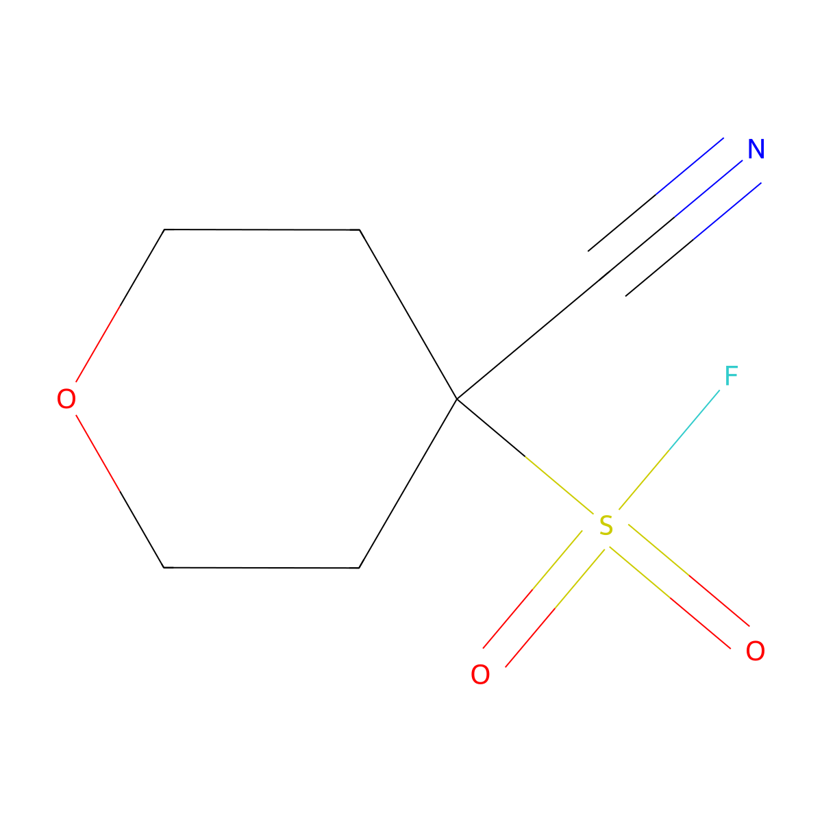 4-Cyanooxane-4-sulfonylfluoride molecular structure, CAS 2287298-12-6