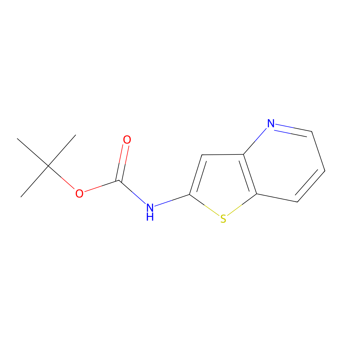 tert-butyl N-{thieno[3,2-b]pyridin-2-yl}carbamate molecular structure, CAS 2287298-17-1