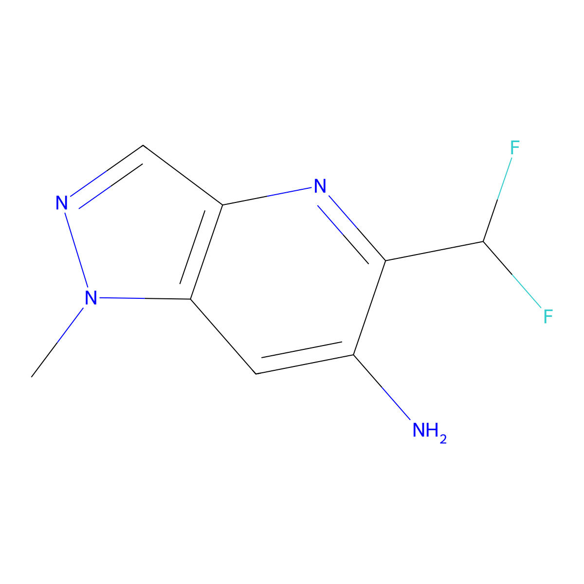 5-(difluoromethyl)-1-methyl-1H-pyrazolo[4,3-b]pyridin-6-amine molecular structure, CAS 2287298-45-5