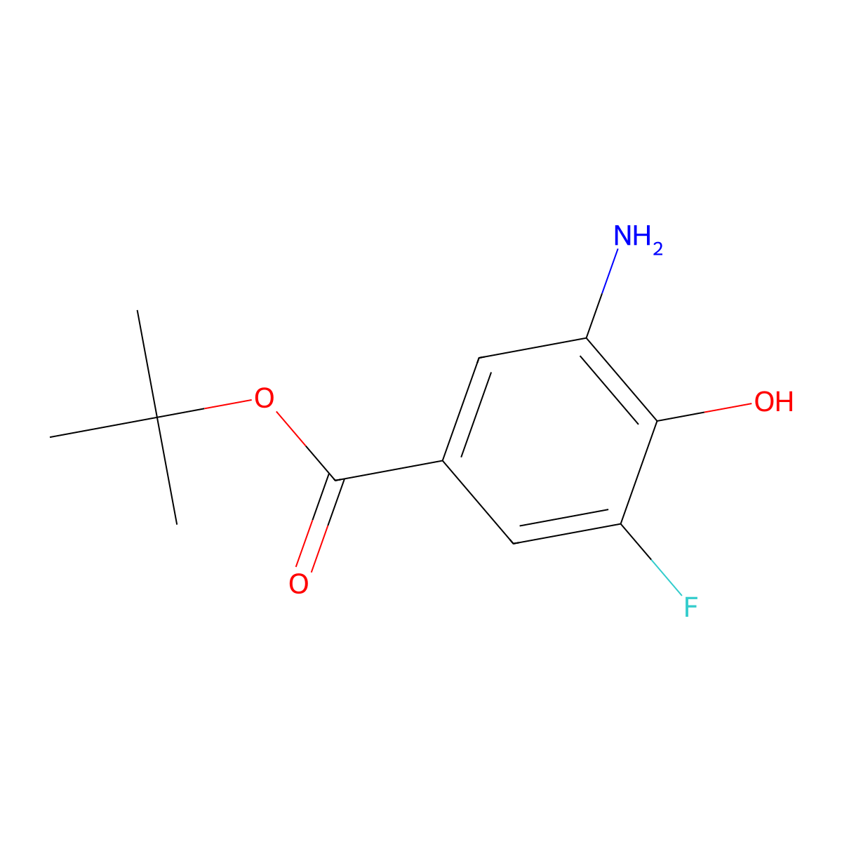 Tert-butyl 3-amino-5-fluoro-4-hydroxybenzoate molecular structure, CAS 2287298-52-4