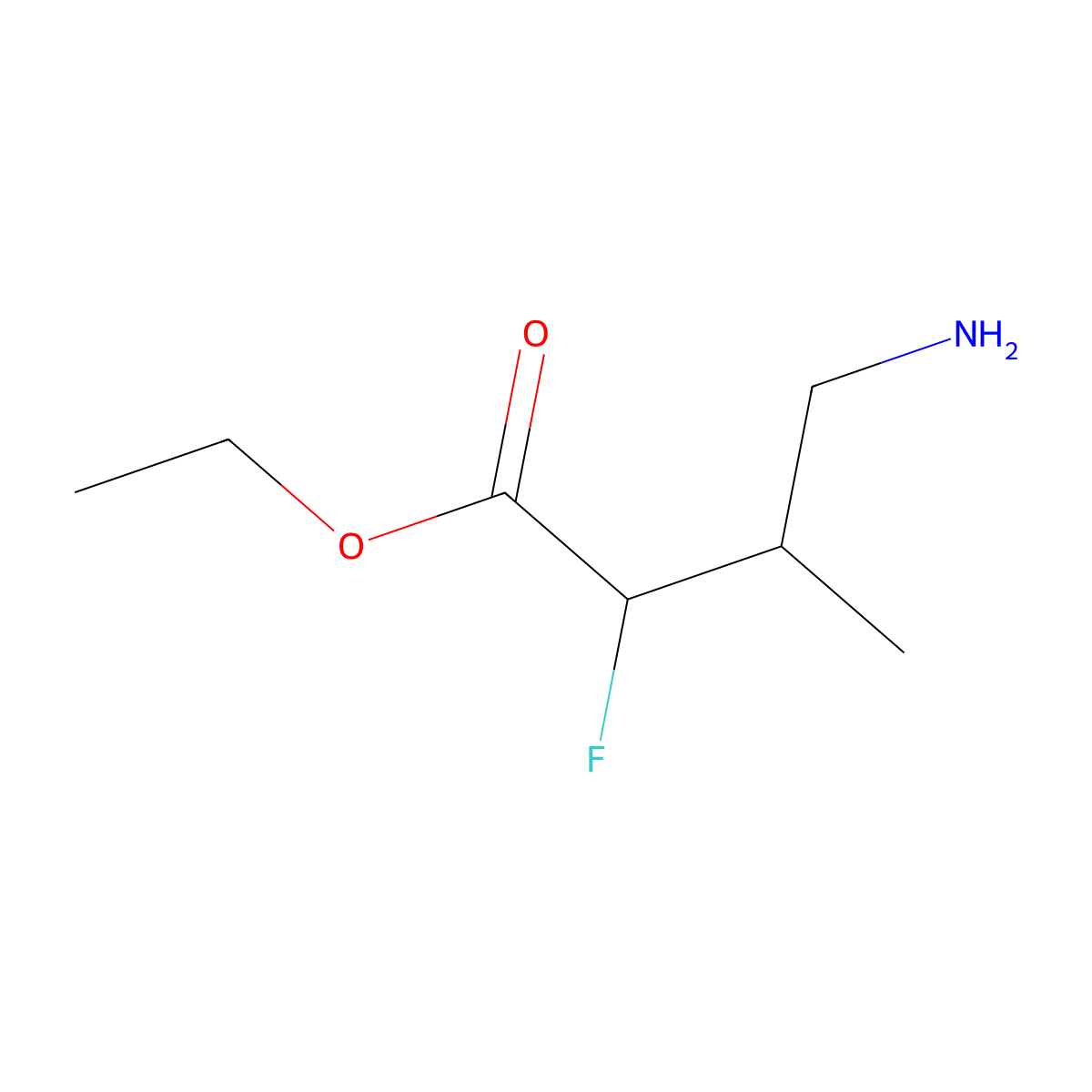 Ethyl 4-amino-2-fluoro-3-methylbutanoate molecular structure, CAS 2287298-53-5