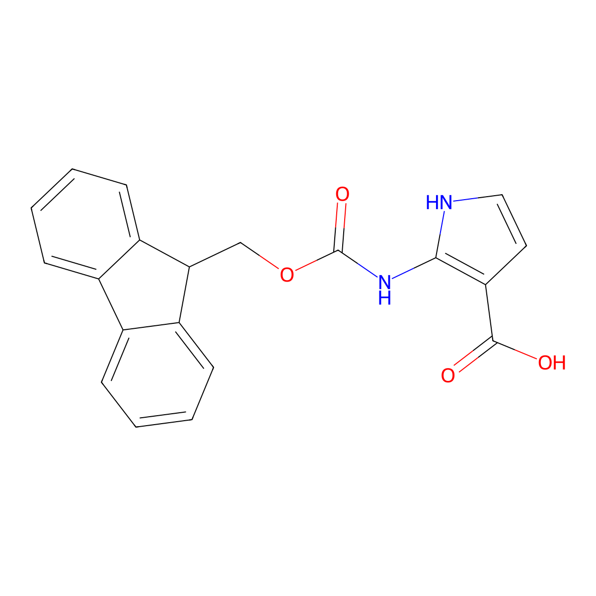 2-({[(9H-fluoren-9-yl)methoxy]carbonyl}amino)-1H-pyrrole-3-carboxylic acid molecular structure, CAS 2287298-68-2