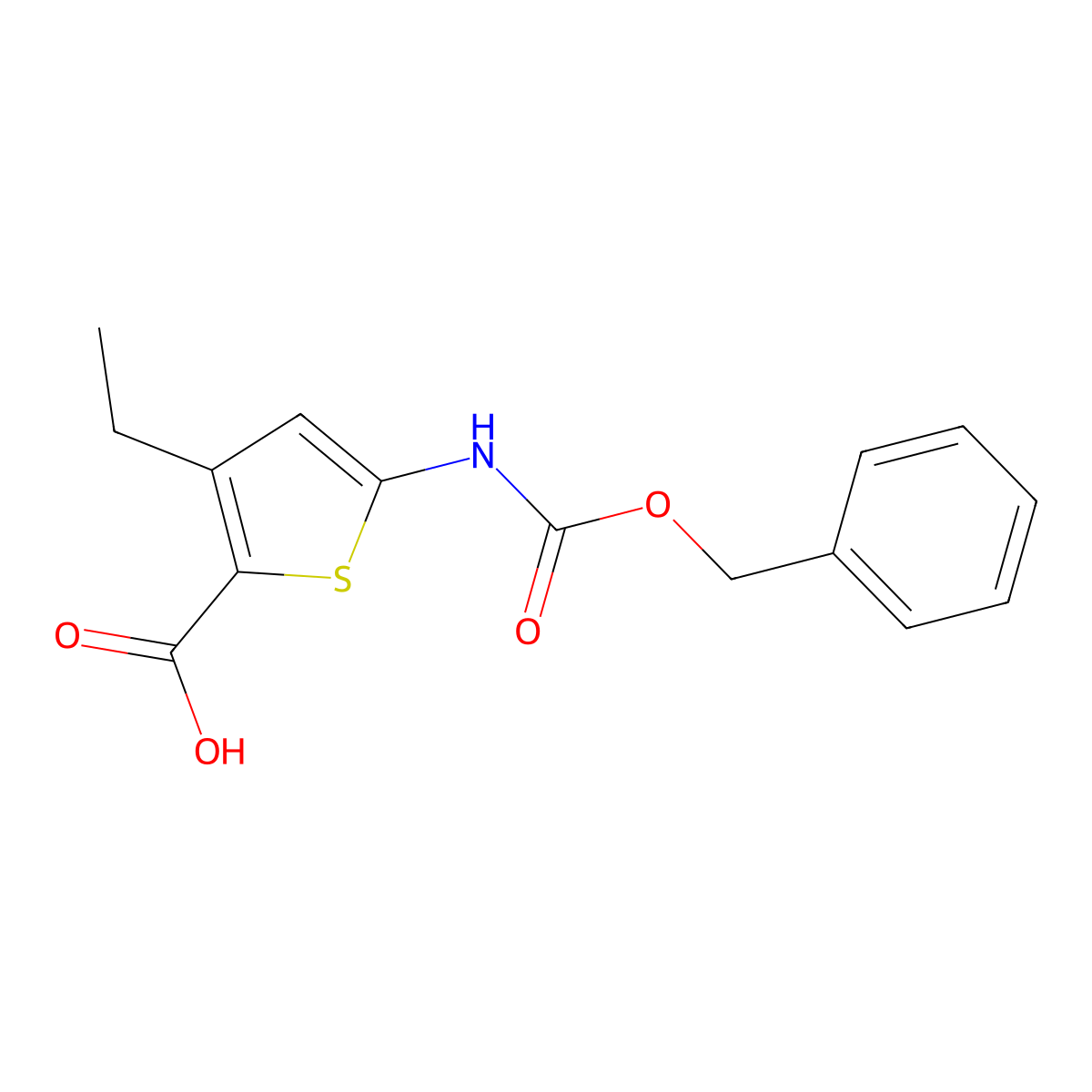 5-{[(Benzyloxy)carbonyl]amino}-3-ethylthiophene-2-carboxylic acid molecular structure, CAS 2287298-69-3