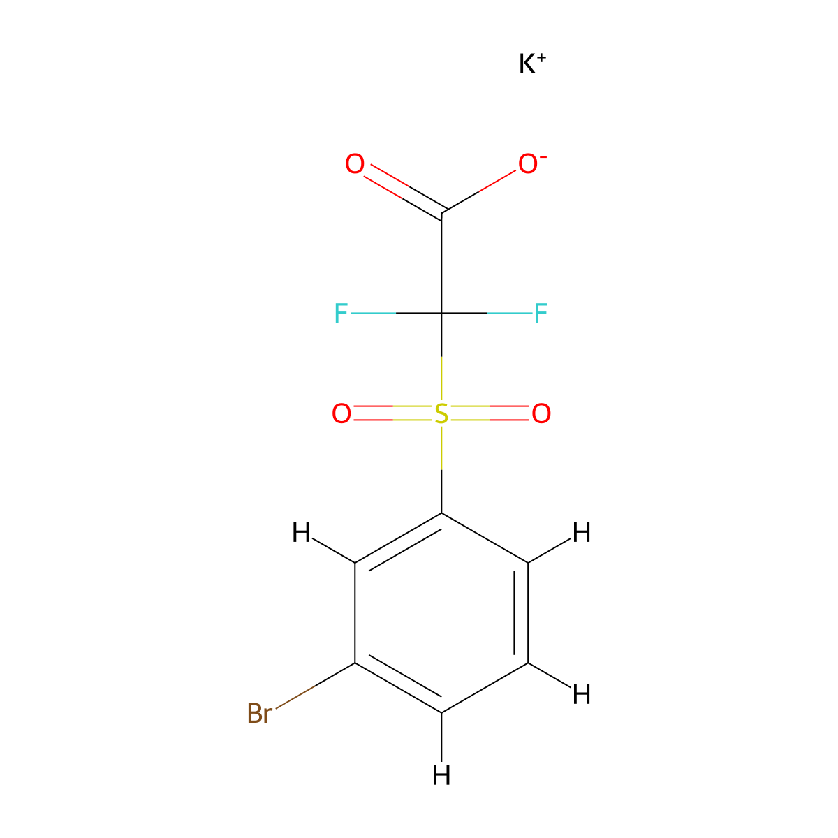 Potassium 2-(3-bromobenzenesulfonyl)-2,2-difluoroacetate molecular structure, CAS 2287298-71-7