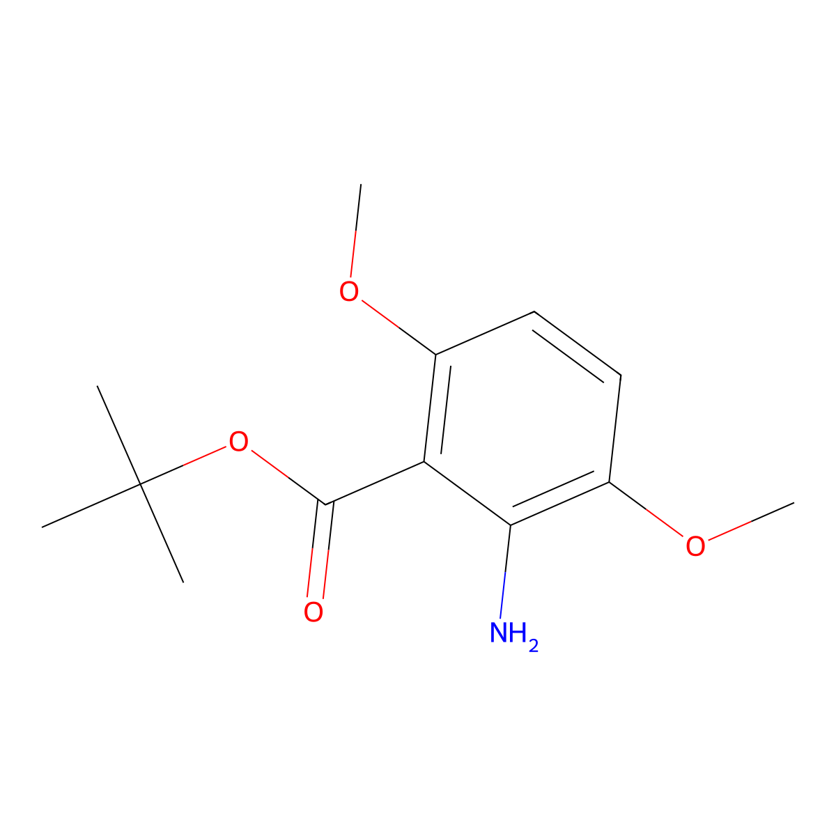 Tert-butyl 2-amino-3,6-dimethoxybenzoate molecular structure, CAS 2287298-75-1