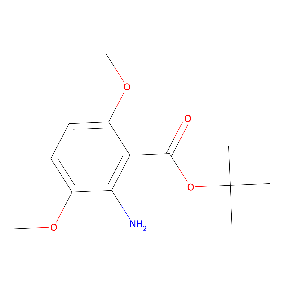 Tert-butyl 2-amino-3,6-dimethoxybenzoate molecular structure, CAS 2287298-75-1