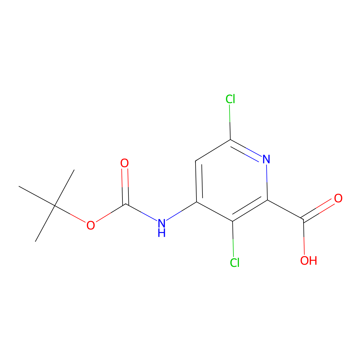 4-{[(Tert-butoxy)carbonyl]amino}-3,6-dichloropyridine-2-carboxylic acid molecular structure, CAS 2287298-89-7