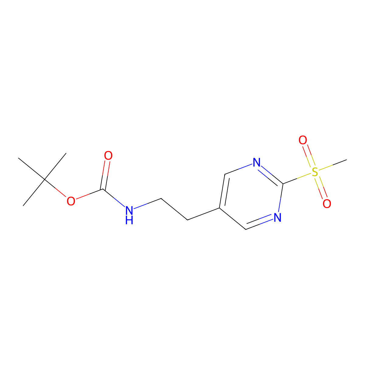 tert-butylN-[2-(2-methanesulfonylpyrimidin-5-yl)ethyl]carbamate molecular structure, CAS 2287298-97-7