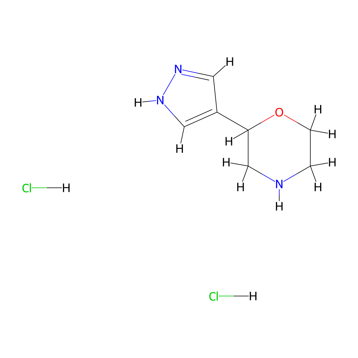 2-(1H-pyrazol-4-yl)morpholine dihydrochloride molecular structure, CAS 2287299-71-0