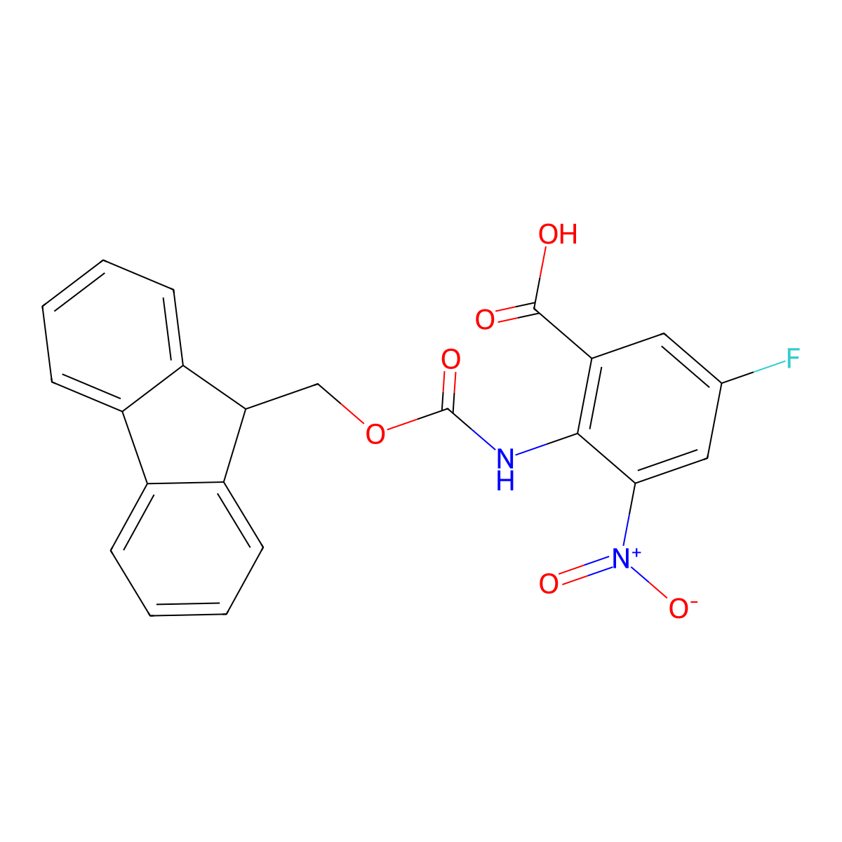2-({[(9H-fluoren-9-yl)methoxy]carbonyl}amino)-5-fluoro-3-nitrobenzoic acid molecular structure, CAS 2287299-72-1