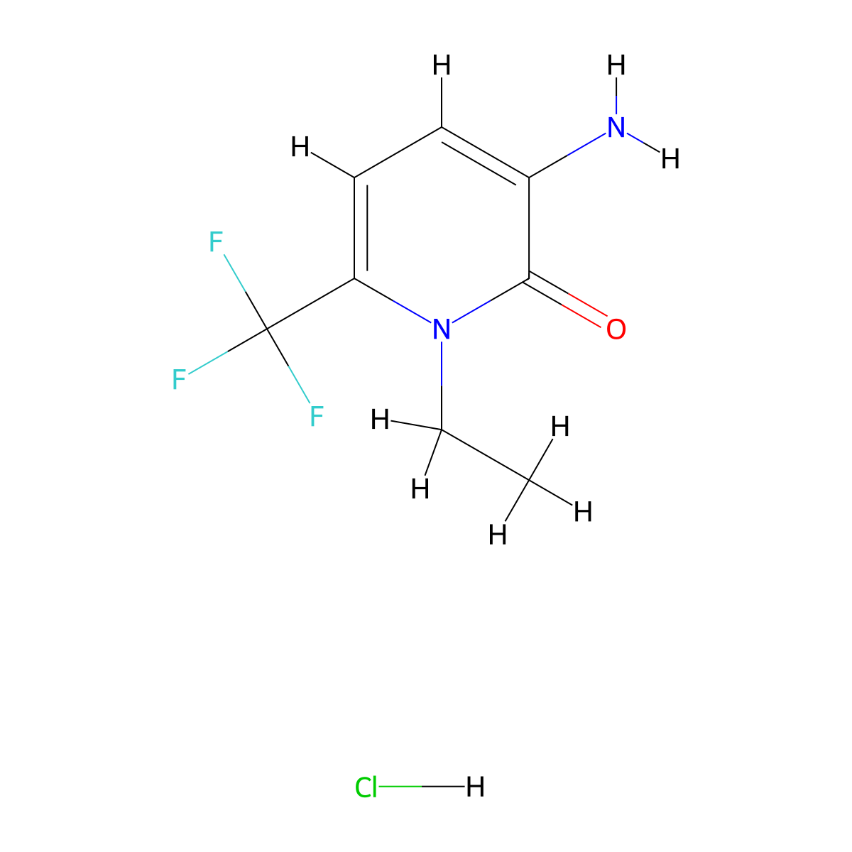 3-Amino-1-ethyl-6-(trifluoromethyl)-1,2-dihydropyridin-2-one hydrochloride molecular structure, CAS 2287299-84-5