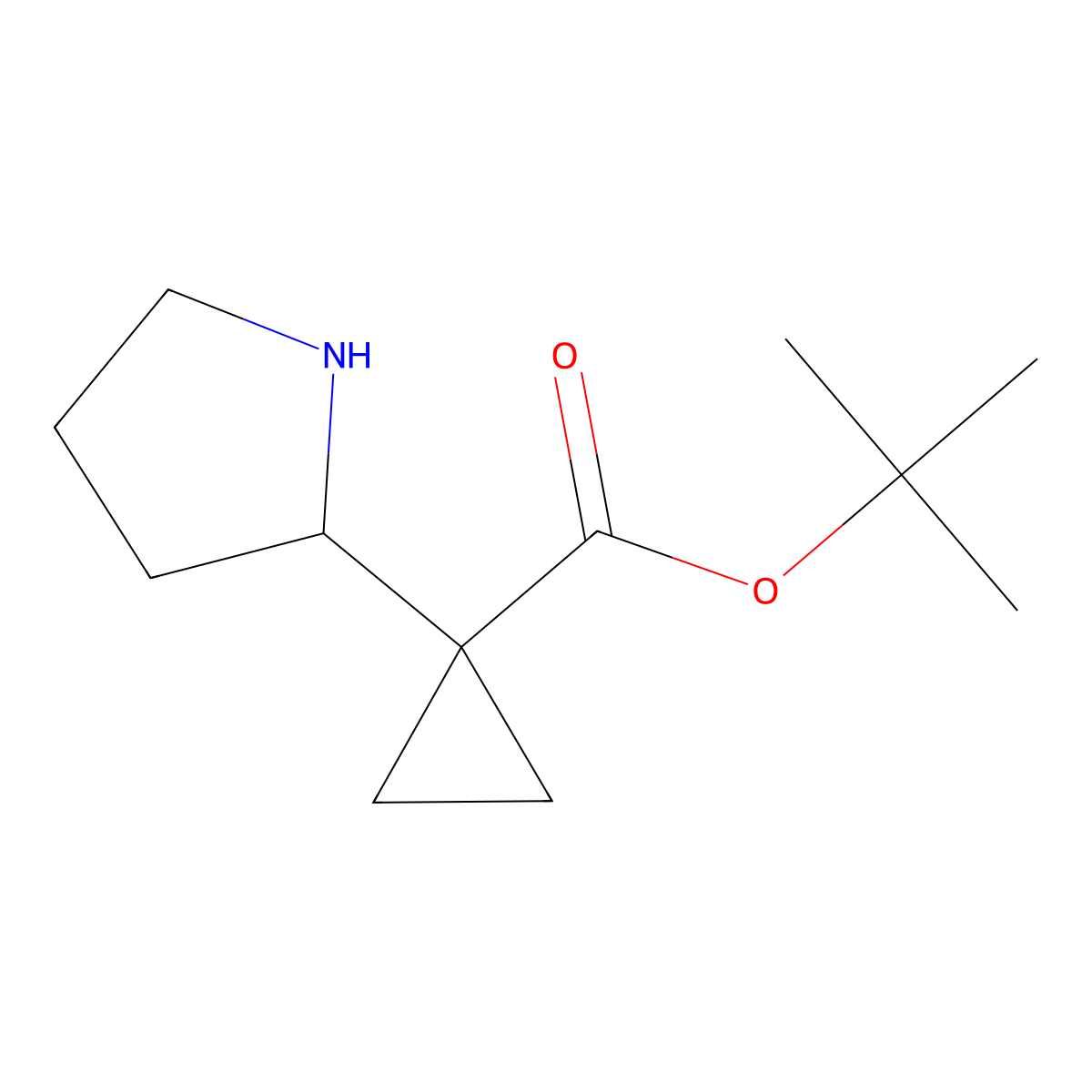 Tert-butyl 1-(pyrrolidin-2-yl)cyclopropane-1-carboxylate molecular structure, CAS 2287299-85-6