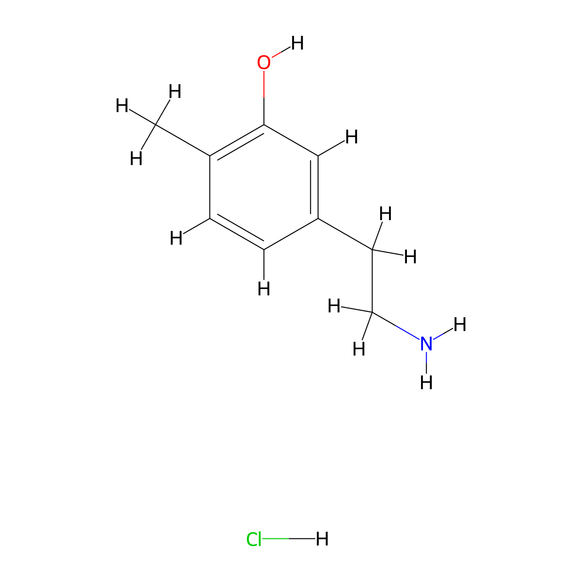 5-(2-Aminoethyl)-2-methylphenol hydrochloride molecular structure, CAS 2287300-18-7