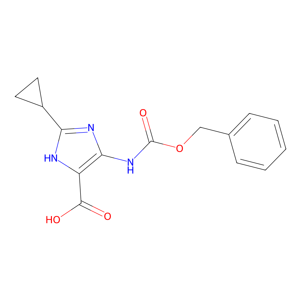 5-{[(benzyloxy)carbonyl]amino}-2-cyclopropyl-1H-imidazole-4-carboxylic acid molecular structure, CAS 2287300-29-0