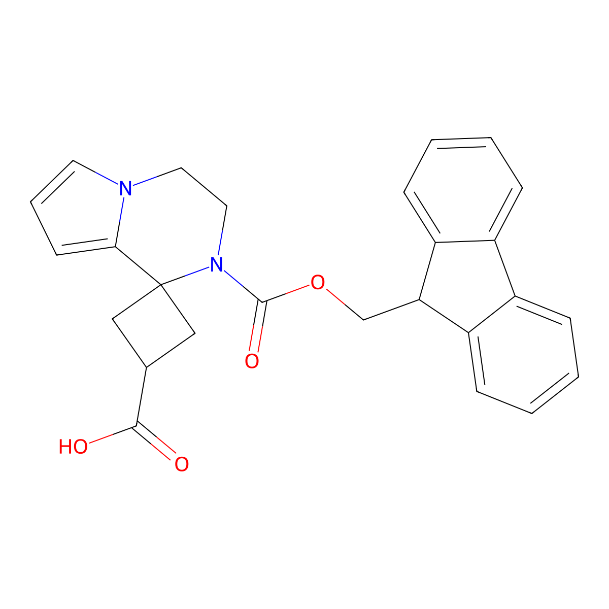 2'-{[(9H-fluoren-9-yl)methoxy]carbonyl}-3',4'-dihydro-2'H-spiro[cyclobutane-1,1'-pyrrolo[1,2-a]pyrazine]-3-carboxylic acid molecular structure, CAS 2287300-44-9